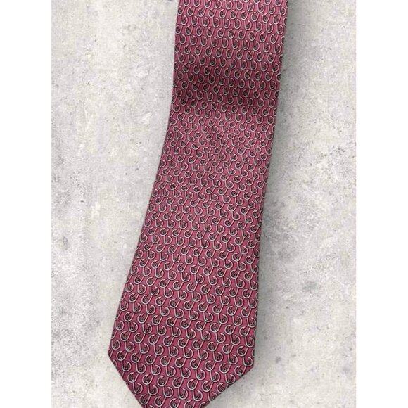 VINEYARD VINES Silk Tie USA Pink Fish Hook W:3.4" EUC - Picture 6 of 6